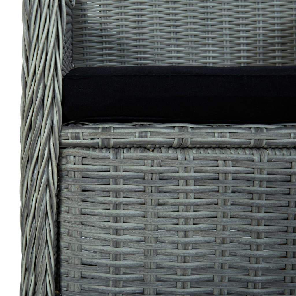 Set Pranzo da Giardino 7pz con Cuscini Polyrattan Grigio Chiaro | homemem39