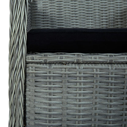 Set Pranzo da Giardino 7pz con Cuscini Polyrattan Grigio Chiaro | homemem39
