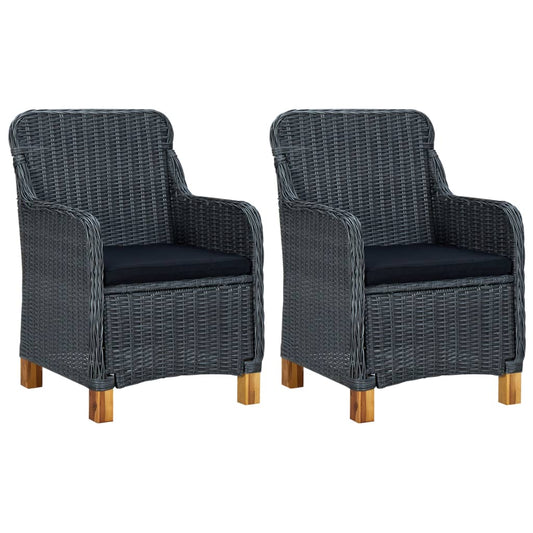 Set Divani da Giardino 3 pz con Cuscini Polyrattan Grigio Scuro - homemem39