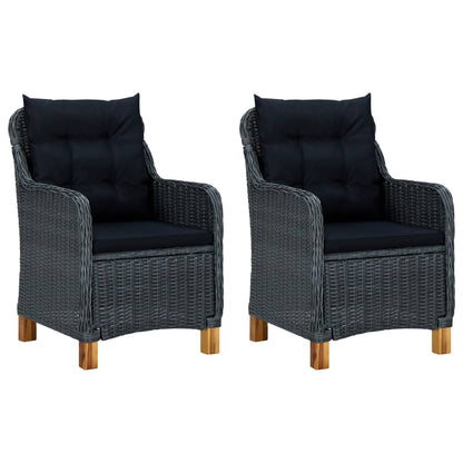 Set Divani da Giardino 3 pz con Cuscini Polyrattan Grigio Scuro - homemem39