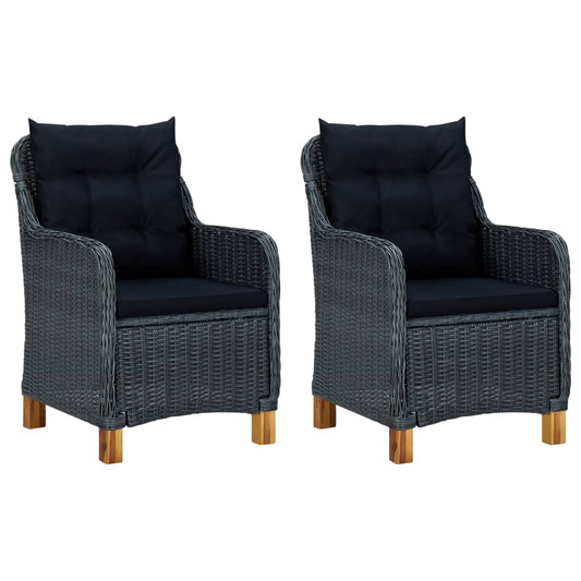 Set Divani da Giardino 3 pz con Cuscini Polyrattan Grigio Scuro - homemem39