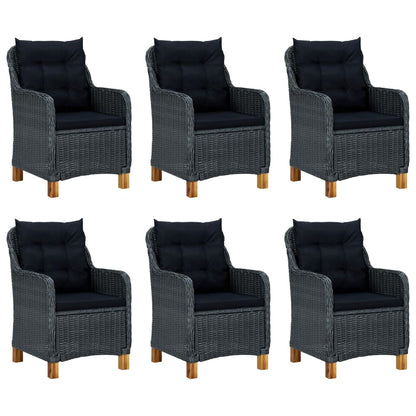 Set Pranzo da Giardino 9 pz con Cuscini Polyrattan Grigio Scuro - homemem39