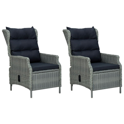 Set Pranzo da Giardino 9pz con Cuscini Polyrattan Grigio Chiaro | homemem39