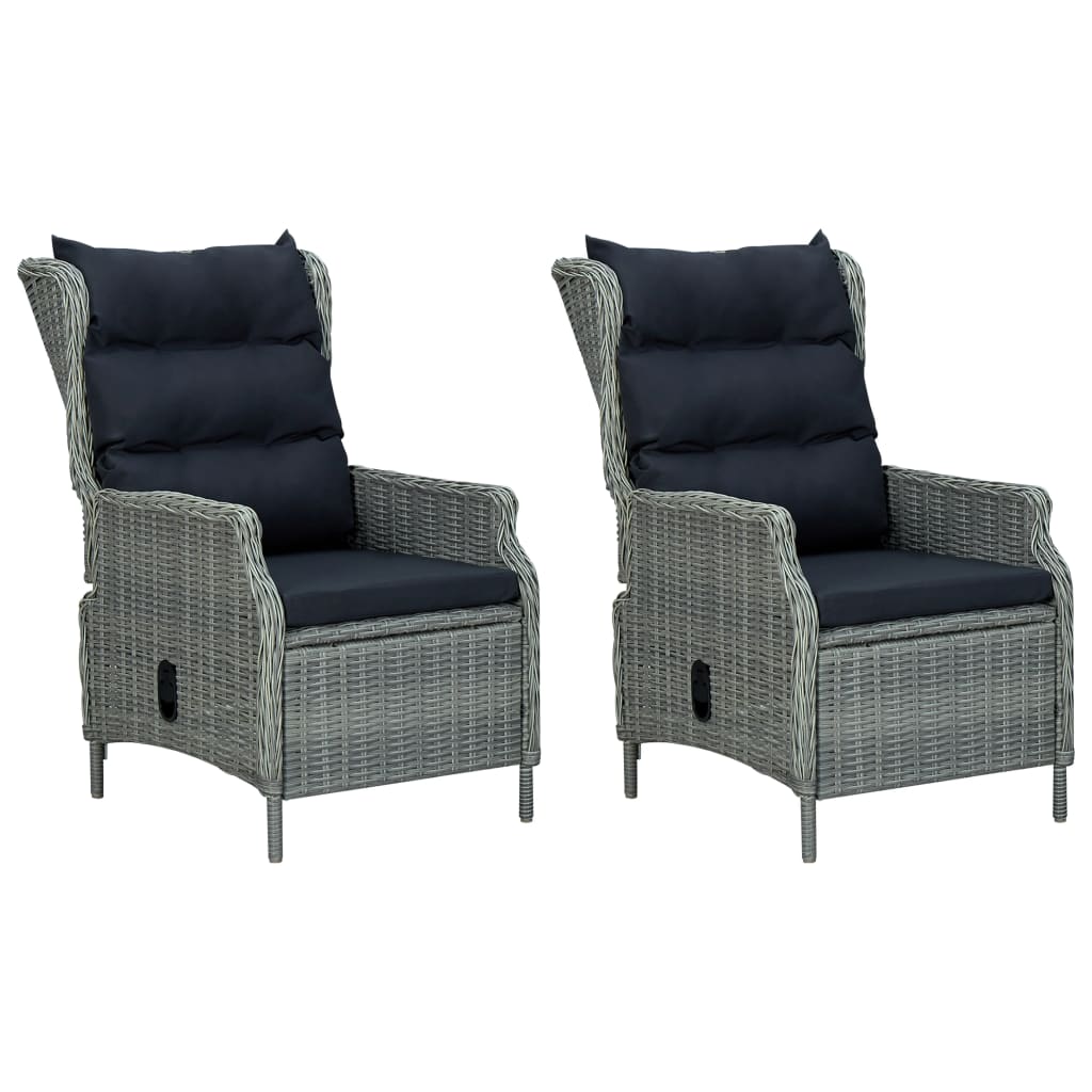 Set Pranzo da Giardino 9pz con Cuscini Polyrattan Grigio Chiaro | homemem39