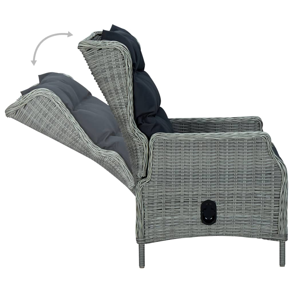 Set Pranzo da Giardino 9pz con Cuscini Polyrattan Grigio Chiaro | homemem39
