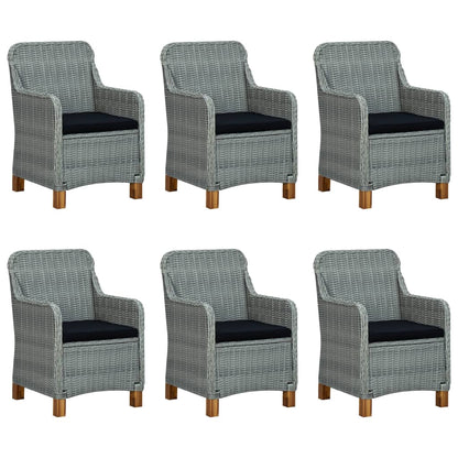 Set Pranzo da Giardino 9pz con Cuscini Polyrattan Grigio Chiaro | homemem39