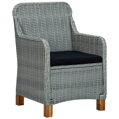 Set Pranzo da Giardino 9pz con Cuscini Polyrattan Grigio Chiaro | homemem39