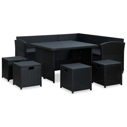 Set Divani da Giardino 6 pz con Cuscini in Polyrattan Nero | homemem39