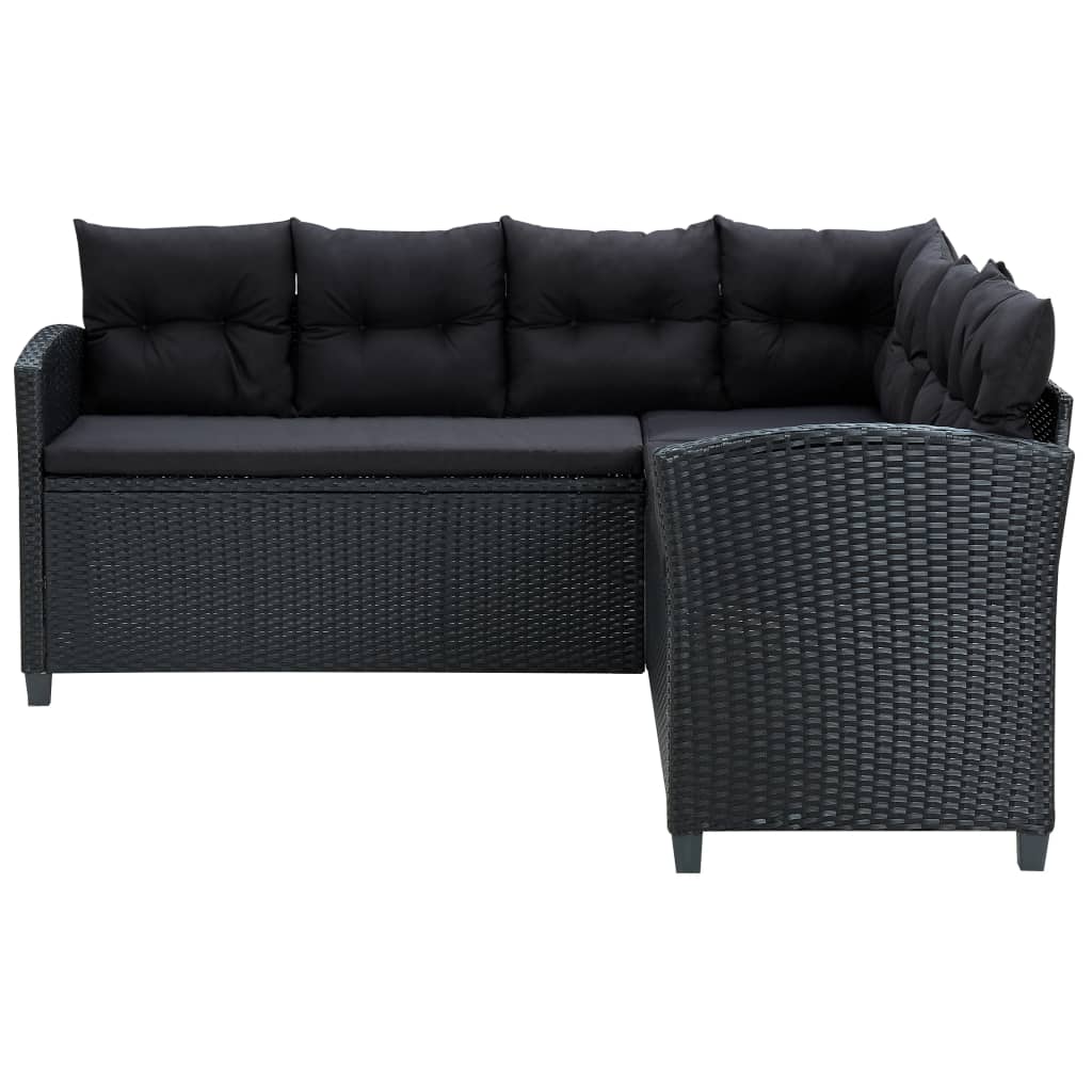 Set Divani da Giardino 6 pz con Cuscini in Polyrattan Nero | homemem39