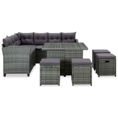 Set Divani da Giardino 6 pz con Cuscini in Polyrattan Grigio | homemem39