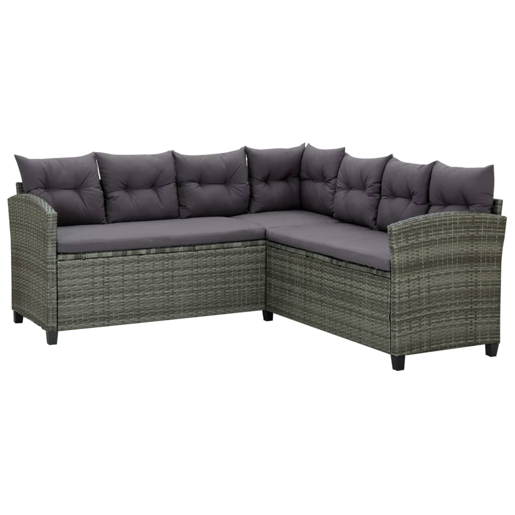 Set Divani da Giardino 6 pz con Cuscini in Polyrattan Grigio | homemem39