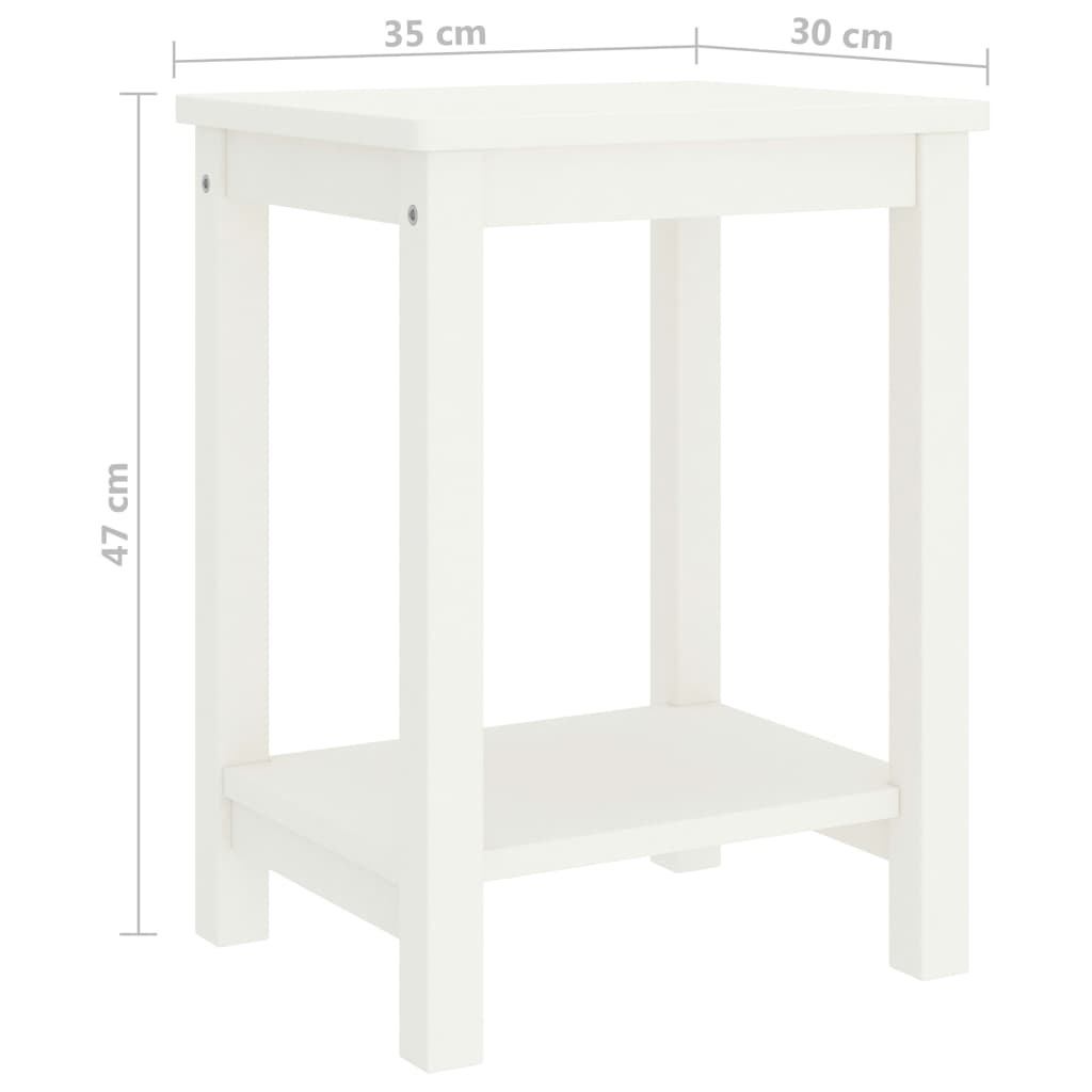 Comodino Bianco 35x30x47 cm in Legno Massello di Pino - homemem39