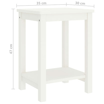 Comodino Bianco 35x30x47 cm in Legno Massello di Pino - homemem39