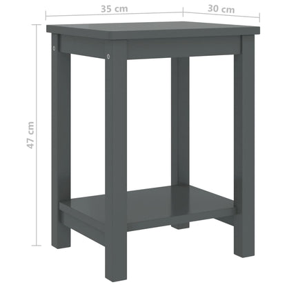 Comodino Grigio Scuro 35x30x47 cm in Legno Massello di Pino - homemem39