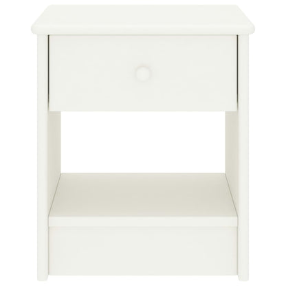 Comodino Bianco 35x30x40 cm in Legno Massello di Pino - homemem39