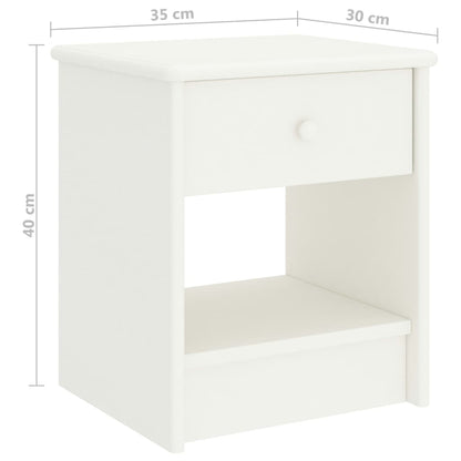 Comodino Bianco 35x30x40 cm in Legno Massello di Pino - homemem39