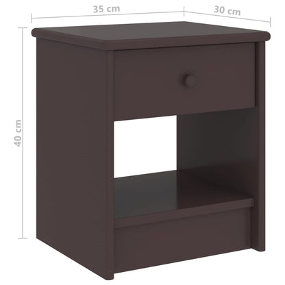 Comodino Marrone Scuro 35x30x40 cm in Legno Massello di Pino - homemem39