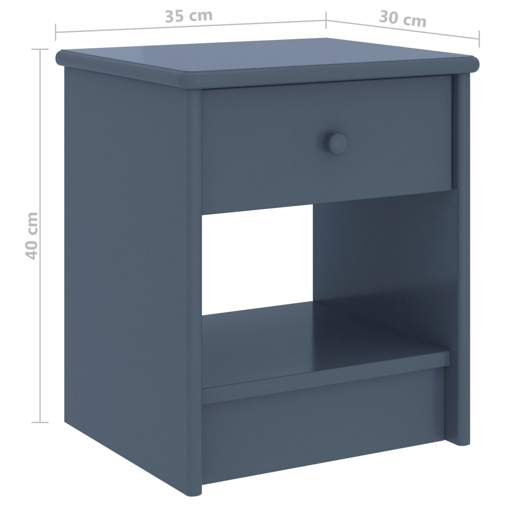 Comodino Grigio Chiaro 35x30x40 cm in Legno Massello di Pino - homemem39