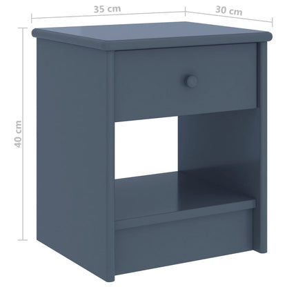 Comodino Grigio Chiaro 35x30x40 cm in Legno Massello di Pino - homemem39