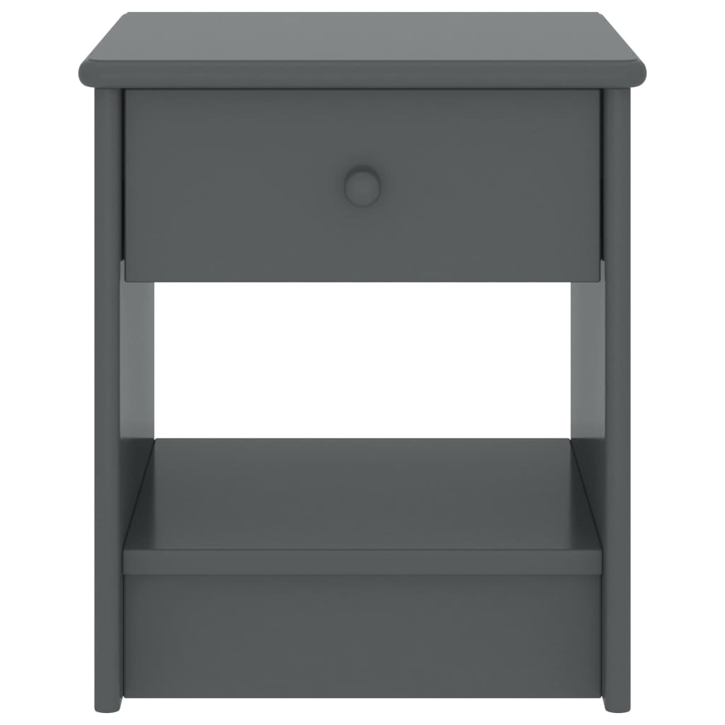 Comodino Grigio Scuro 35x30x40 cm in Legno Massello di Pino - homemem39
