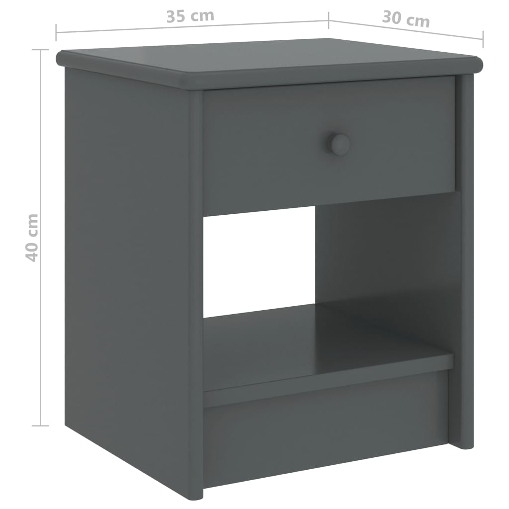 Comodino Grigio Scuro 35x30x40 cm in Legno Massello di Pino - homemem39