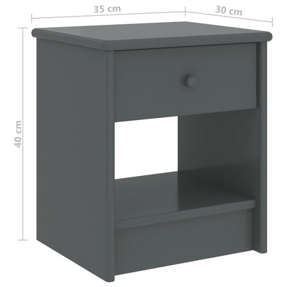 Comodino Grigio Scuro 35x30x40 cm in Legno Massello di Pino - homemem39