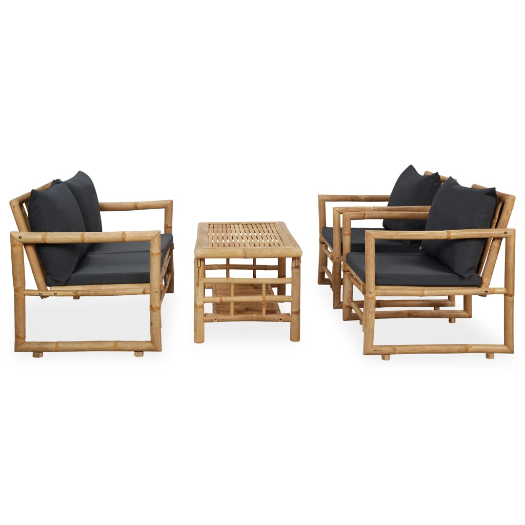 Set Divani da Giardino 4 pz con Cuscini in Bambù | homemem39