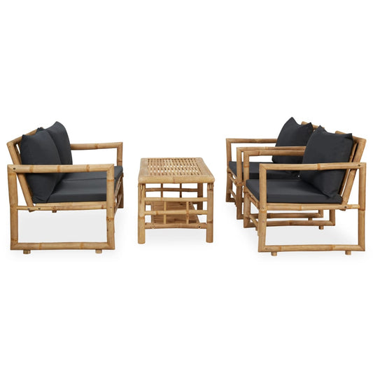 Set Divani da Giardino 4 pz con Cuscini in Bambù | homemem39