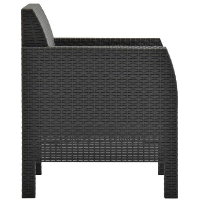 Sedia da giardino con cuscino antracite 63x65x76 cm PP Rattan - homemem39