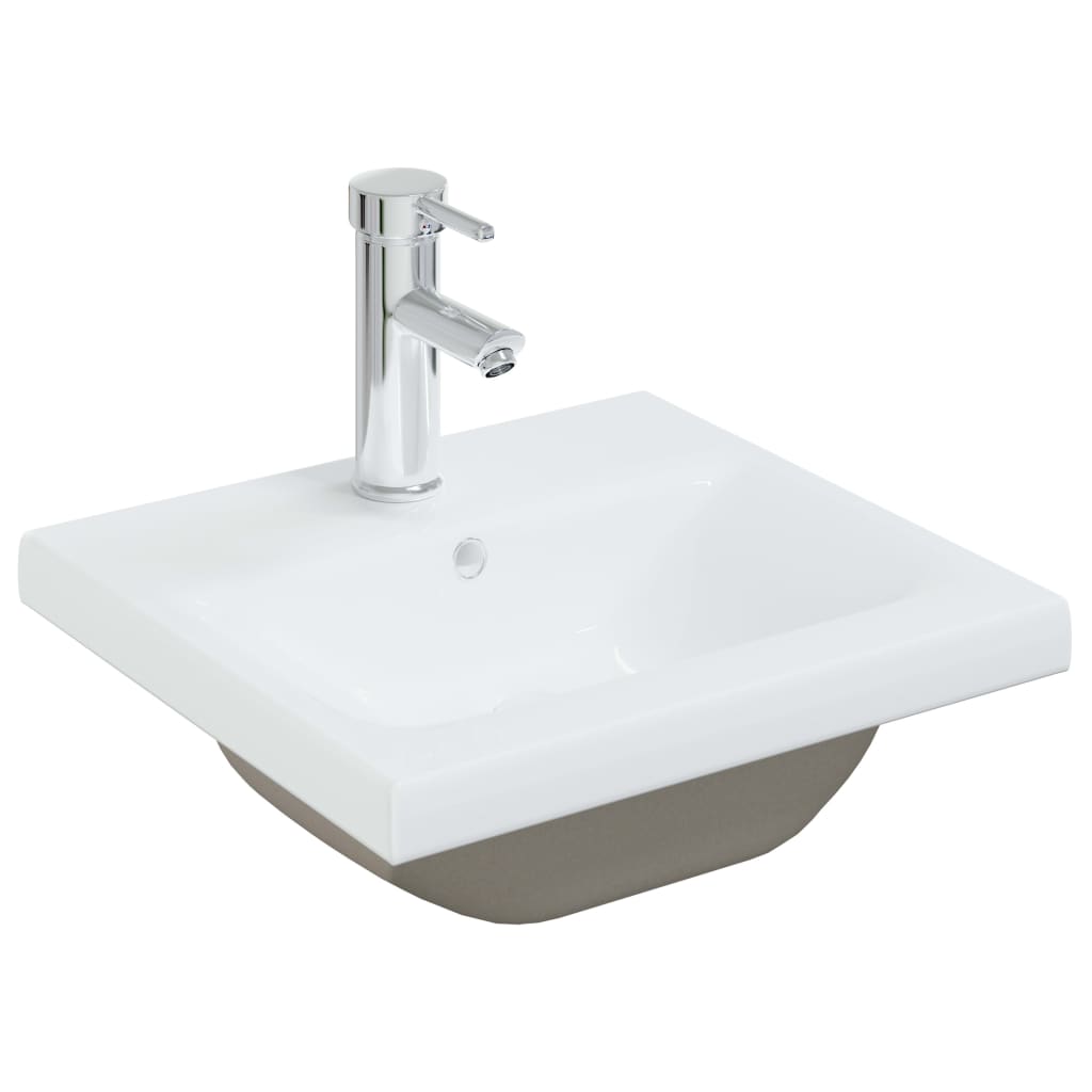 Lavabo da Incasso con Rubinetto 42x39x18 cm in Ceramica Bianco