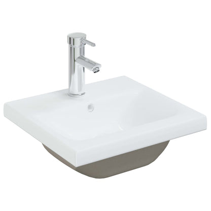 Lavabo da Incasso con Rubinetto 42x39x18 cm in Ceramica Bianco