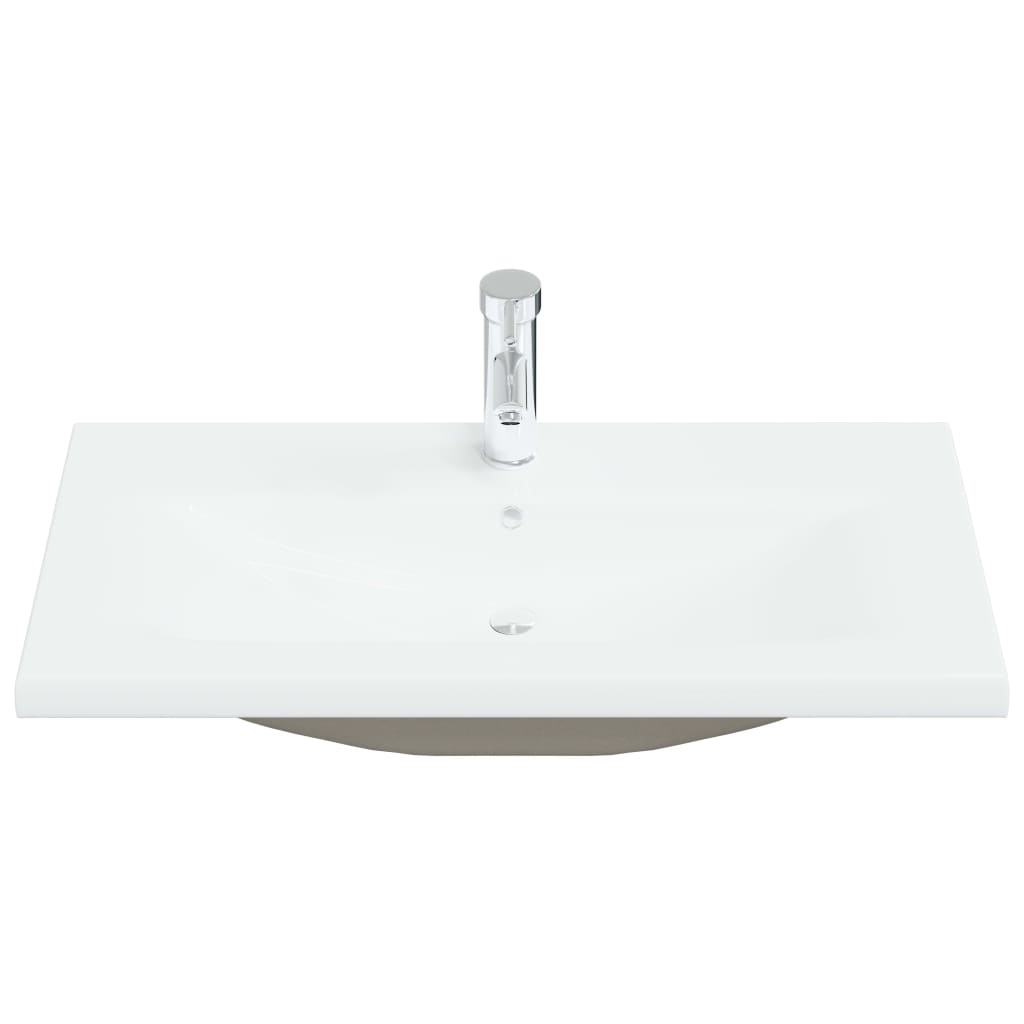 Lavabo da Incasso con Rubinetto 81x39x18 cm in Ceramica Bianco