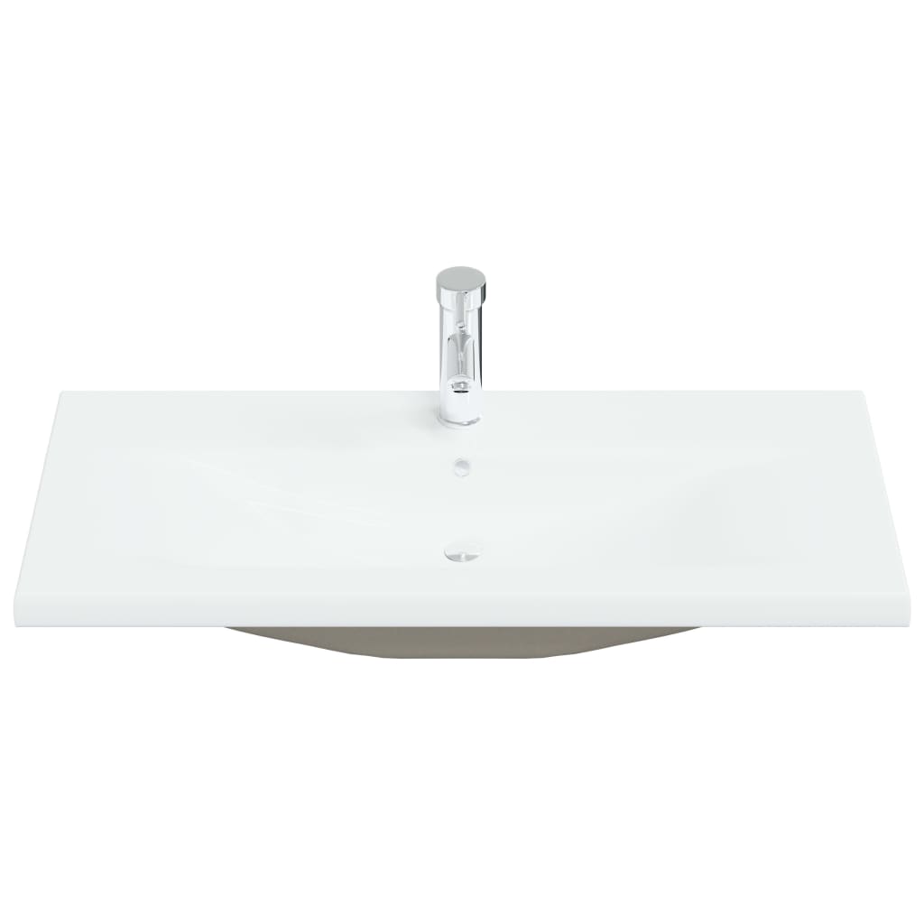 Lavabo da Incasso con Rubinetto 91x39x18 cm in Ceramica Bianco