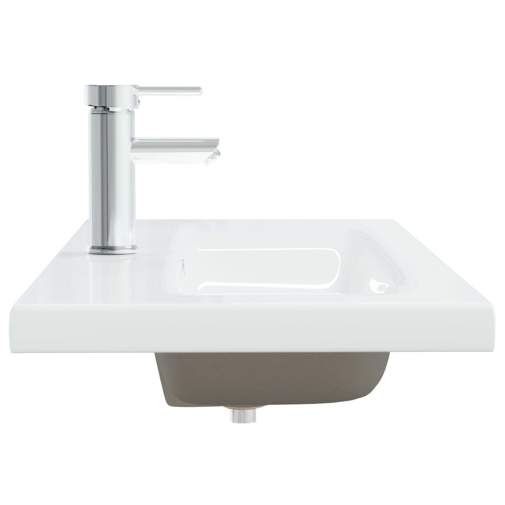 Lavabo da Incasso con Rubinetto 101x39x18 cm in Ceramica Bianco