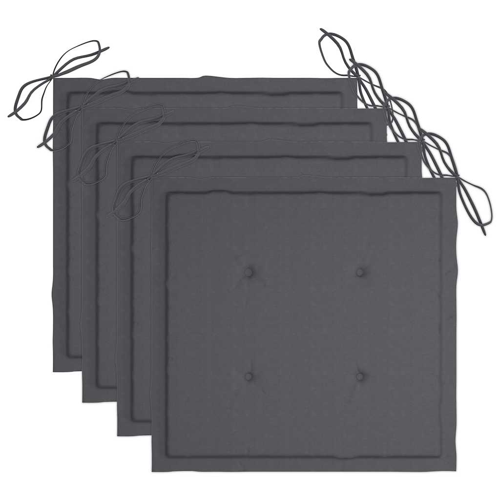 Sedie da Giardino con Cuscini 4 pz in Massello di Acacia Grigio - homemem39