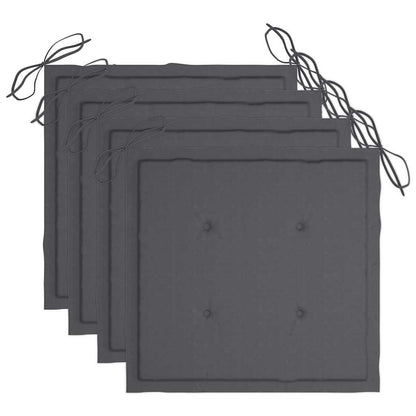 Sedie da Giardino con Cuscini 4 pz in Massello di Acacia Grigio - homemem39