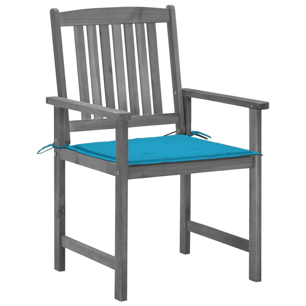 Sedie da Giardino con Cuscini 4 pz in Massello di Acacia Grigio - homemem39