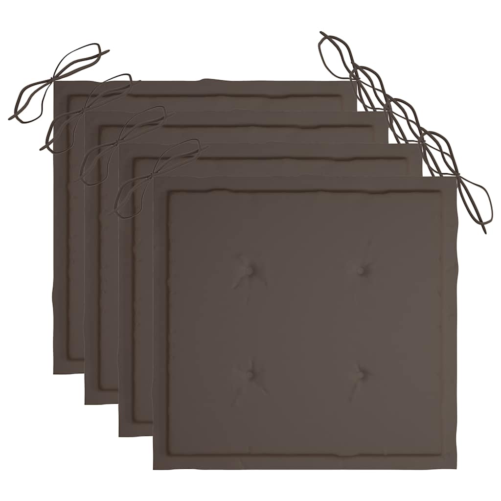 Sedie da Giardino con Cuscini 4 pz in Massello di Acacia Grigio - homemem39