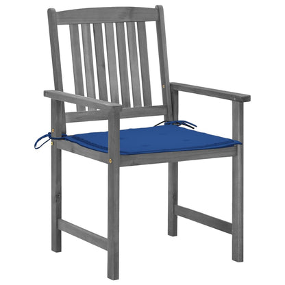 Sedie da Giardino con Cuscini 4 pz in Massello di Acacia Grigio - homemem39