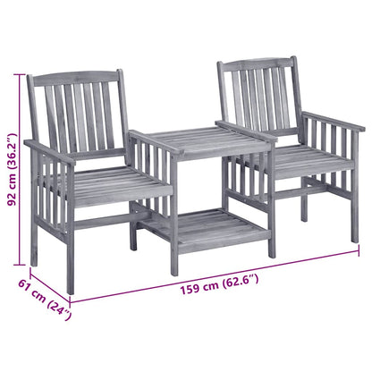 Garden Chairs with Cushions and Coffee Table in Solid Acacia