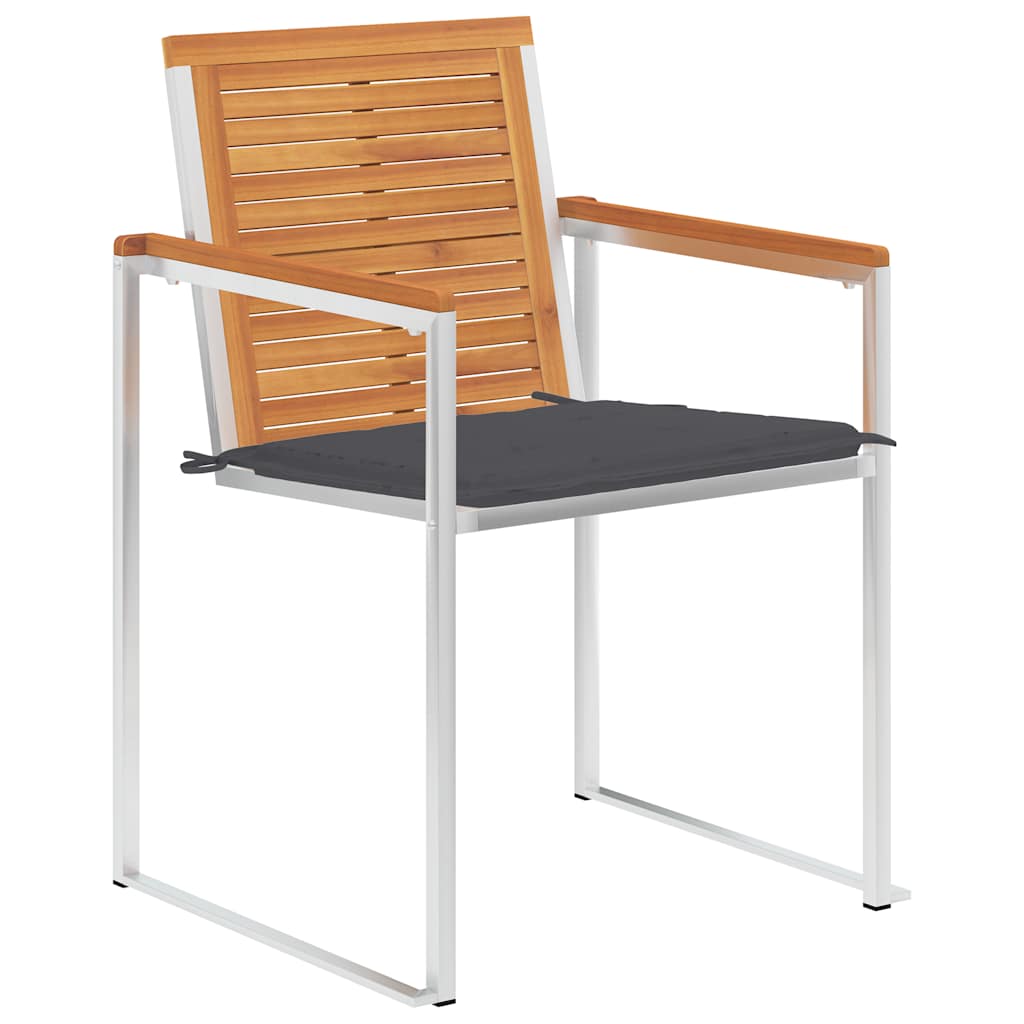 Sedie da Giardino 2 pz con Cuscini in Legno Acacia e Acciaio - homemem39