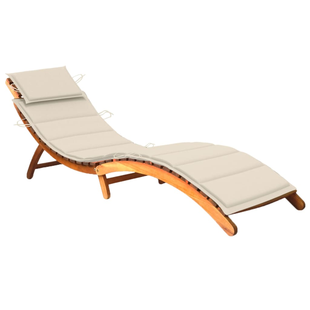 Garden Sun Lounger with Solid Acacia Cushion