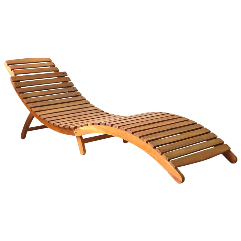 Garden Sun Lounger with Solid Acacia Cushion