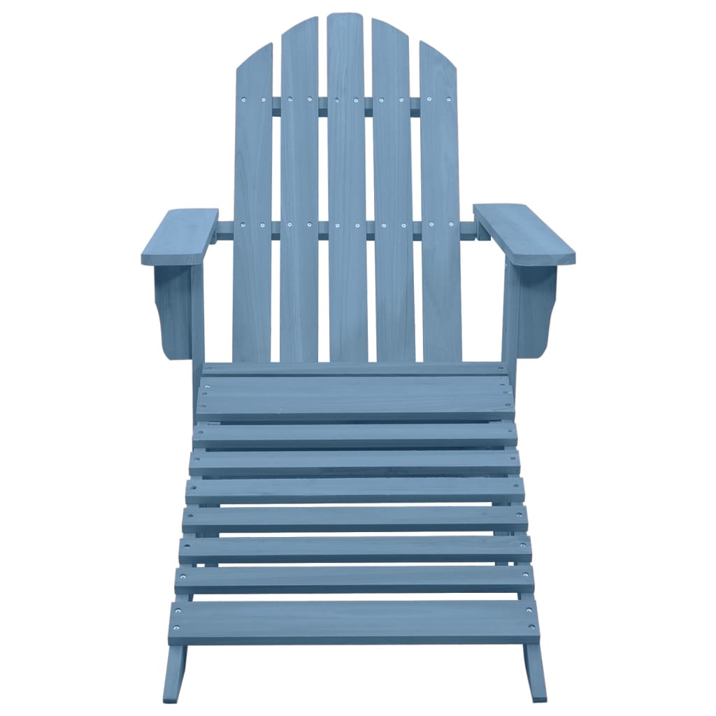 Sedia Giardino Adirondack con Ottomana Massello di Abete Blu