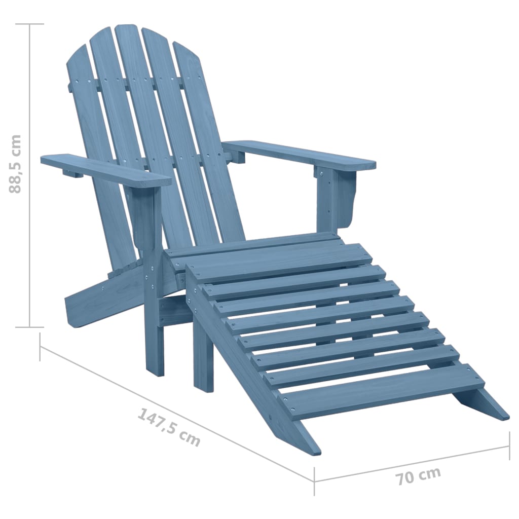 Sedia Giardino Adirondack con Ottomana Massello di Abete Blu