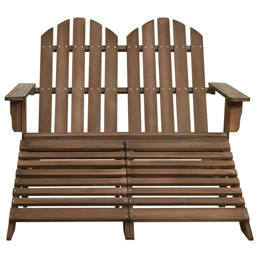 Sedia da Giardino a 2 Posti con Pouf in Legno di Abete Marrone | homemem39