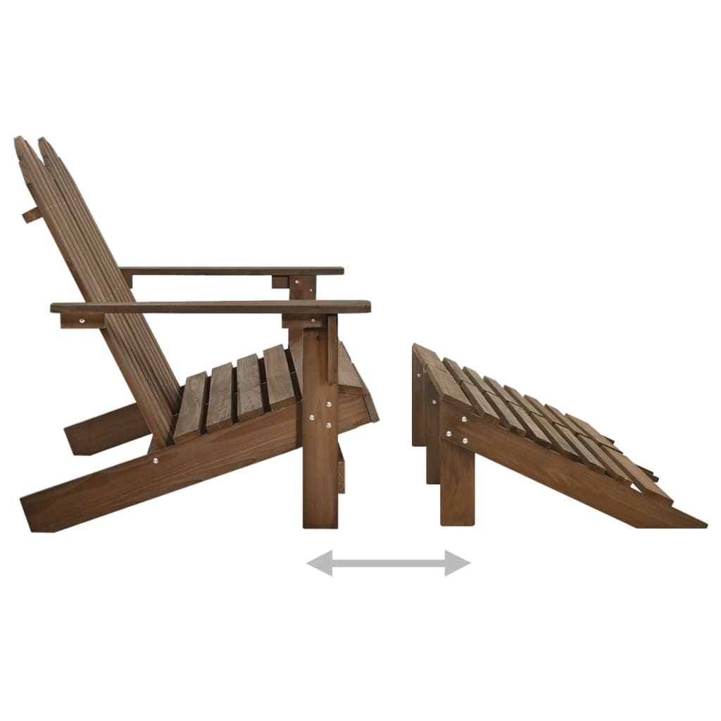 Sedia da Giardino a 2 Posti con Pouf in Legno di Abete Marrone | homemem39