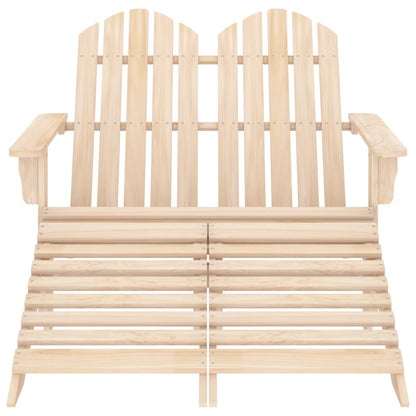 Sedia da Giardino a 2 Posti con Pouf in Legno di Abete - homemem39