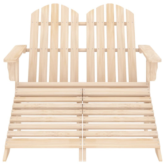 Sedia da Giardino a 2 Posti con Pouf in Legno di Abete - homemem39