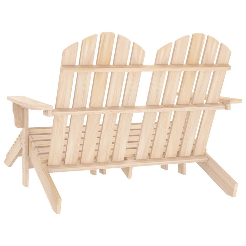 Sedia da Giardino a 2 Posti con Pouf in Legno di Abete | homemem39